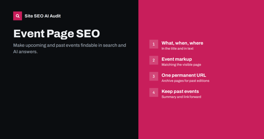 Event Page SEO: Make Upcoming and Past Events Findable
