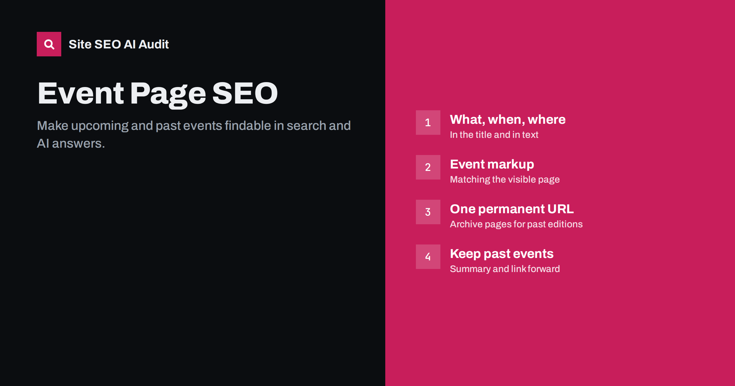 Event Page SEO: Make Upcoming and Past Events Findable