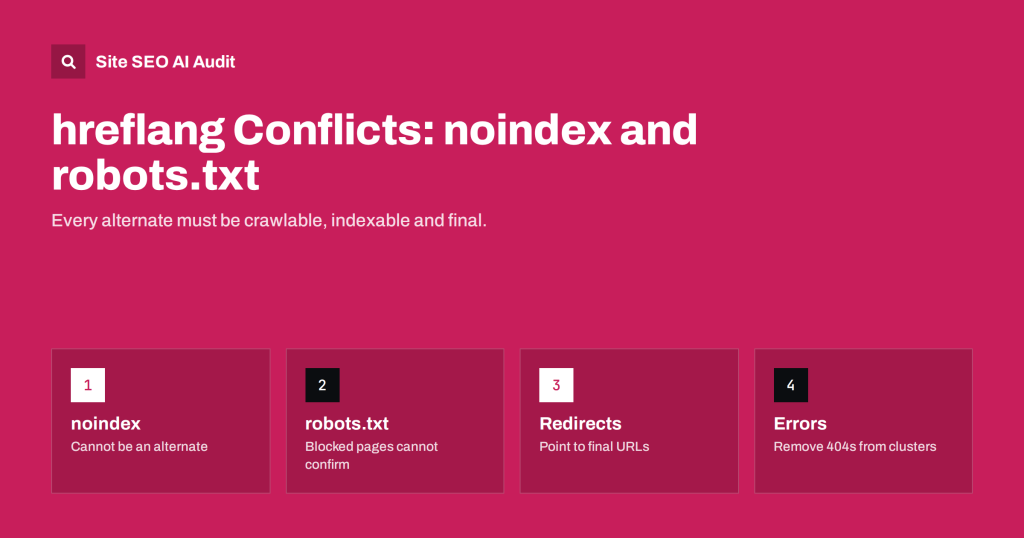 hreflang Conflicts with noindex, robots.txt and Redirects