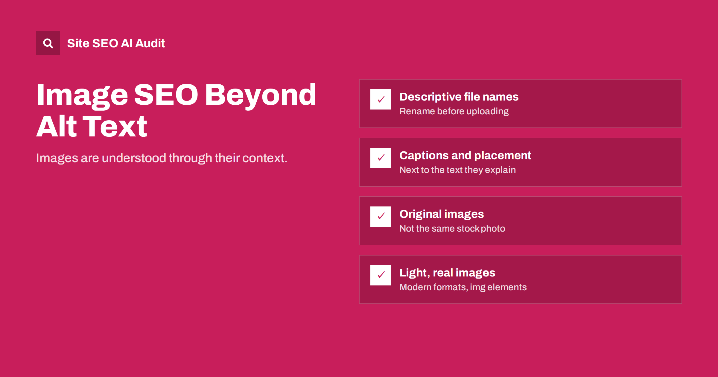 Image SEO Beyond Alt Text: File Names, Captions and Context
