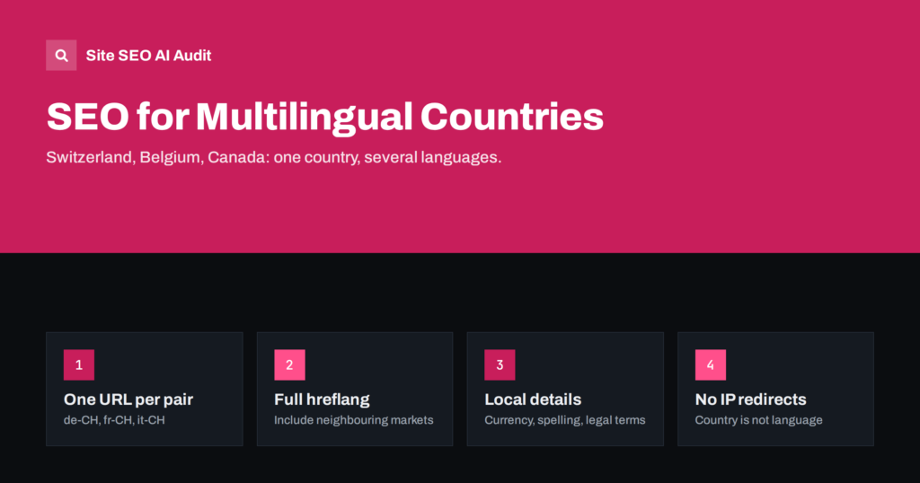 SEO for Multilingual Countries: Switzerland, Belgium, Canada