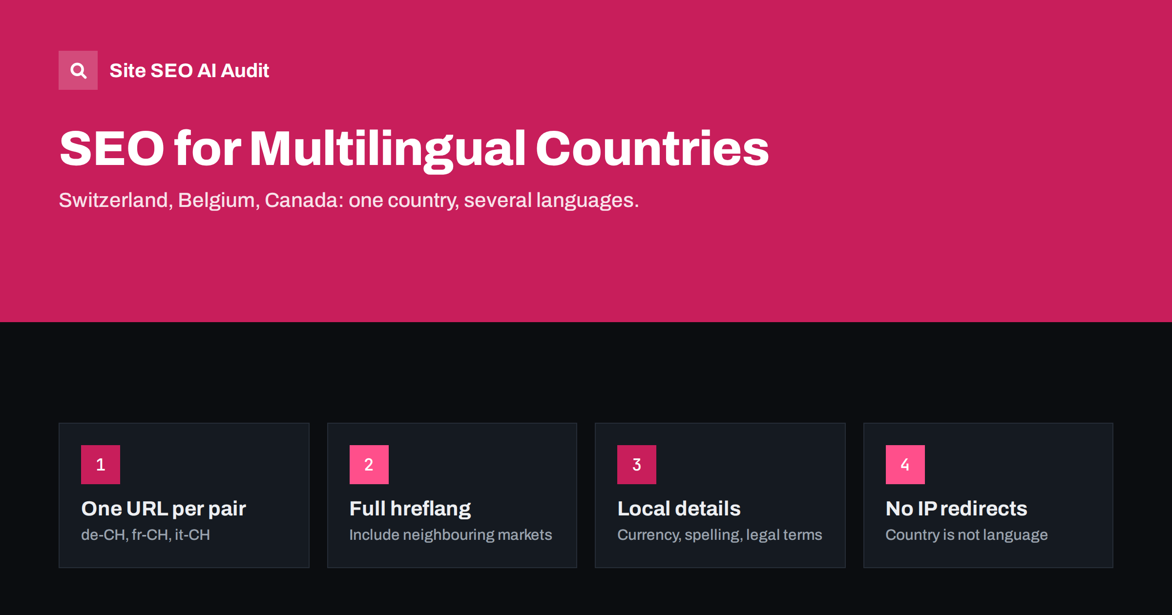 SEO for Multilingual Countries: Switzerland, Belgium, Canada