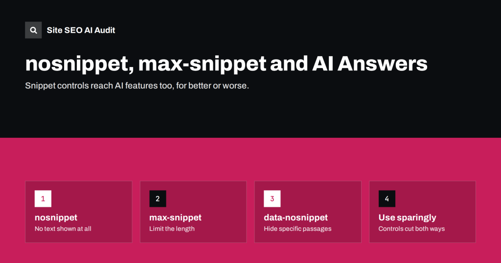 nosnippet, max-snippet and AI: Controlling What Gets Quoted