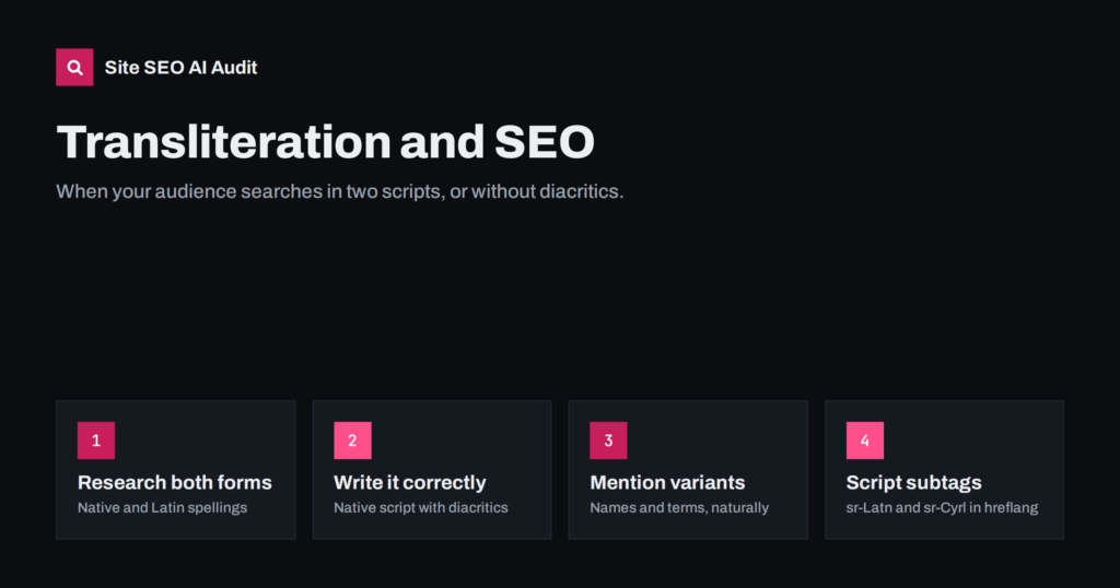Transliteration and SEO: Searches in Two Scripts