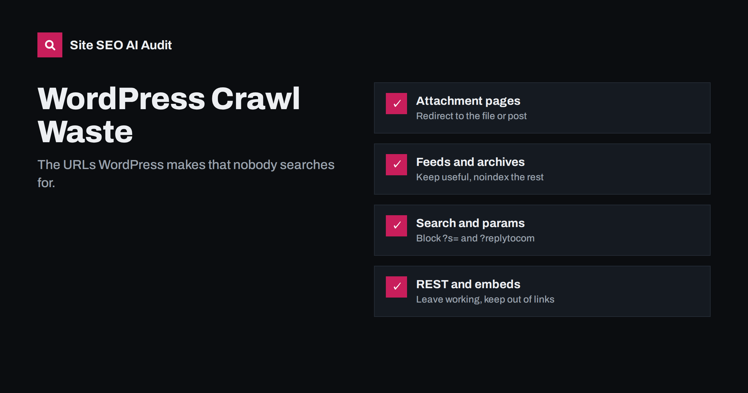 WordPress Crawl Waste: Feeds, Attachments and Junk URLs