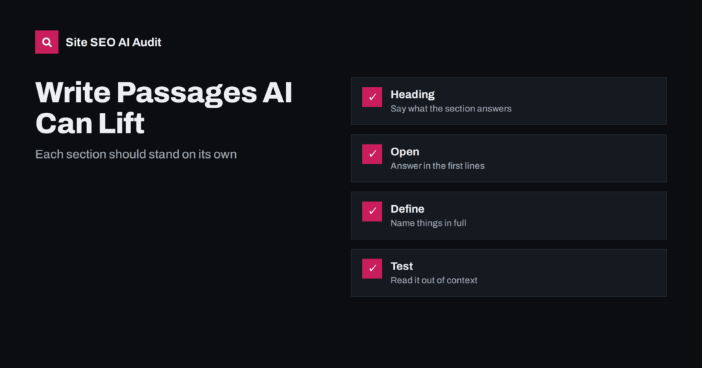 Passage-Level Content: Write Sections AI Can Lift Cleanly
