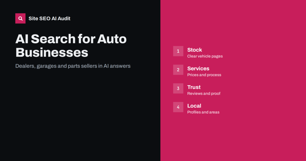 AI Search for Car Dealers, Garages and Auto Parts Sellers