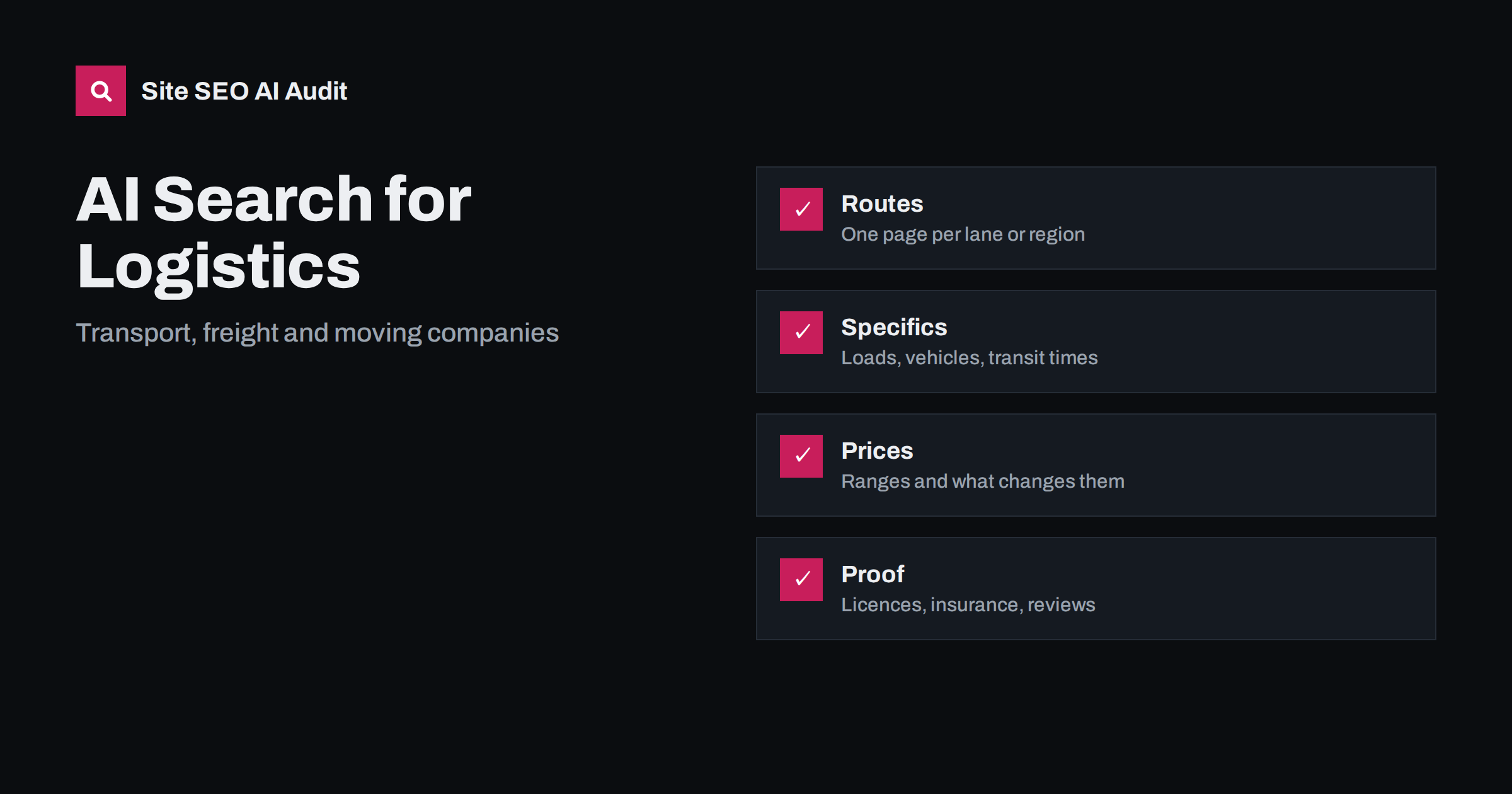 AI Search for Logistics, Transport and Moving Companies