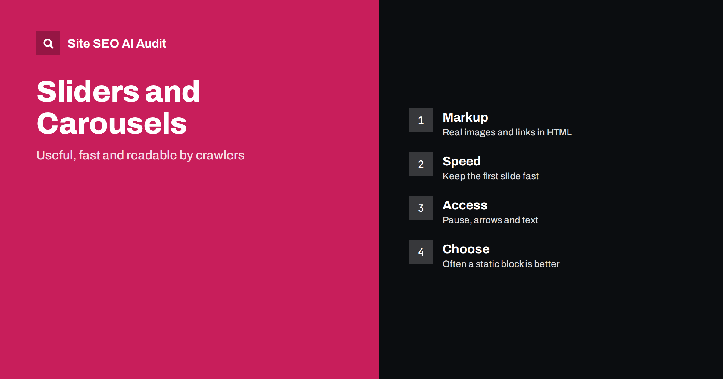 Sliders and Carousels: SEO, Speed and Usability Risks