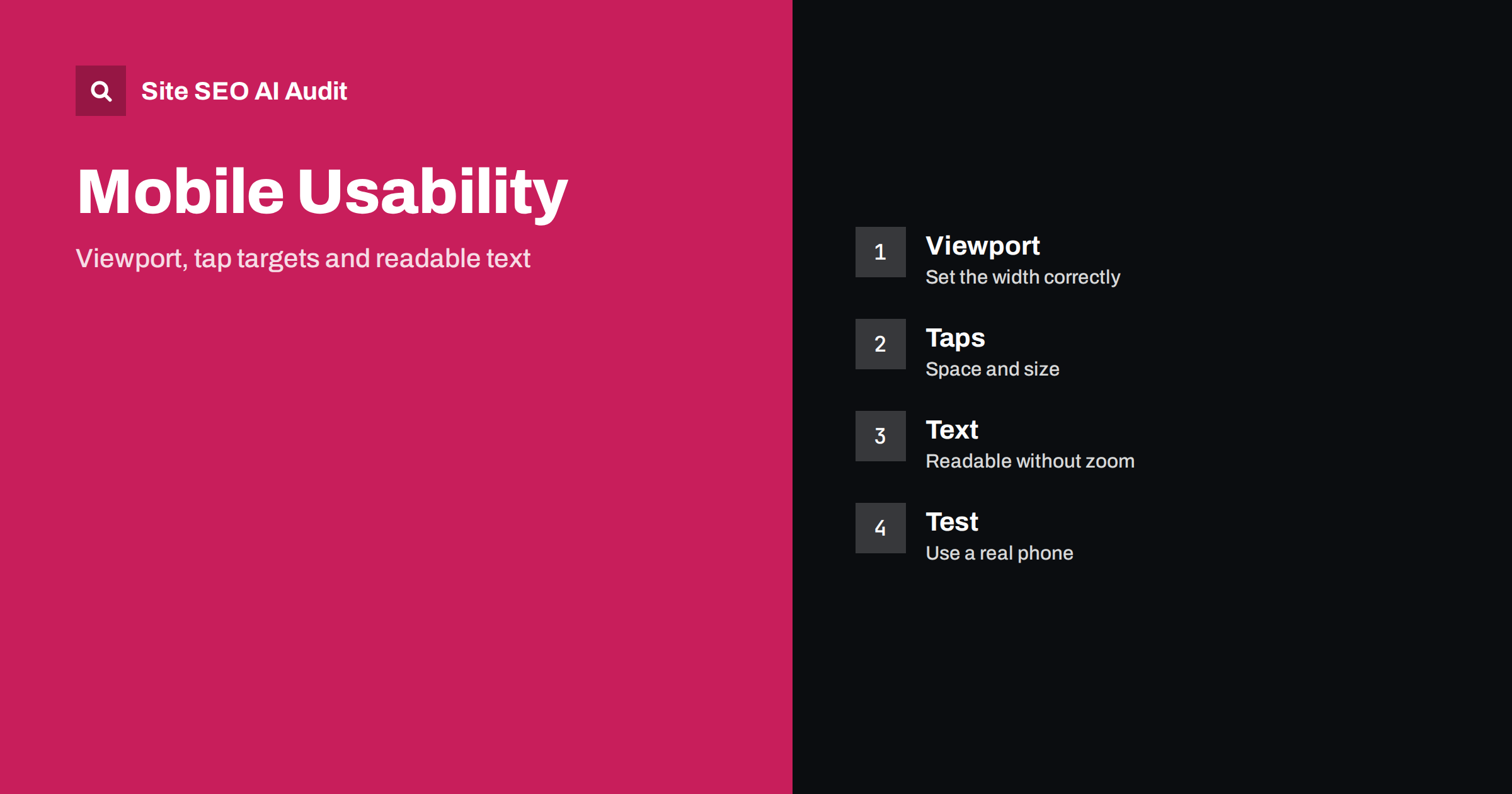 Mobile Usability: Viewport, Tap Targets and Font Size