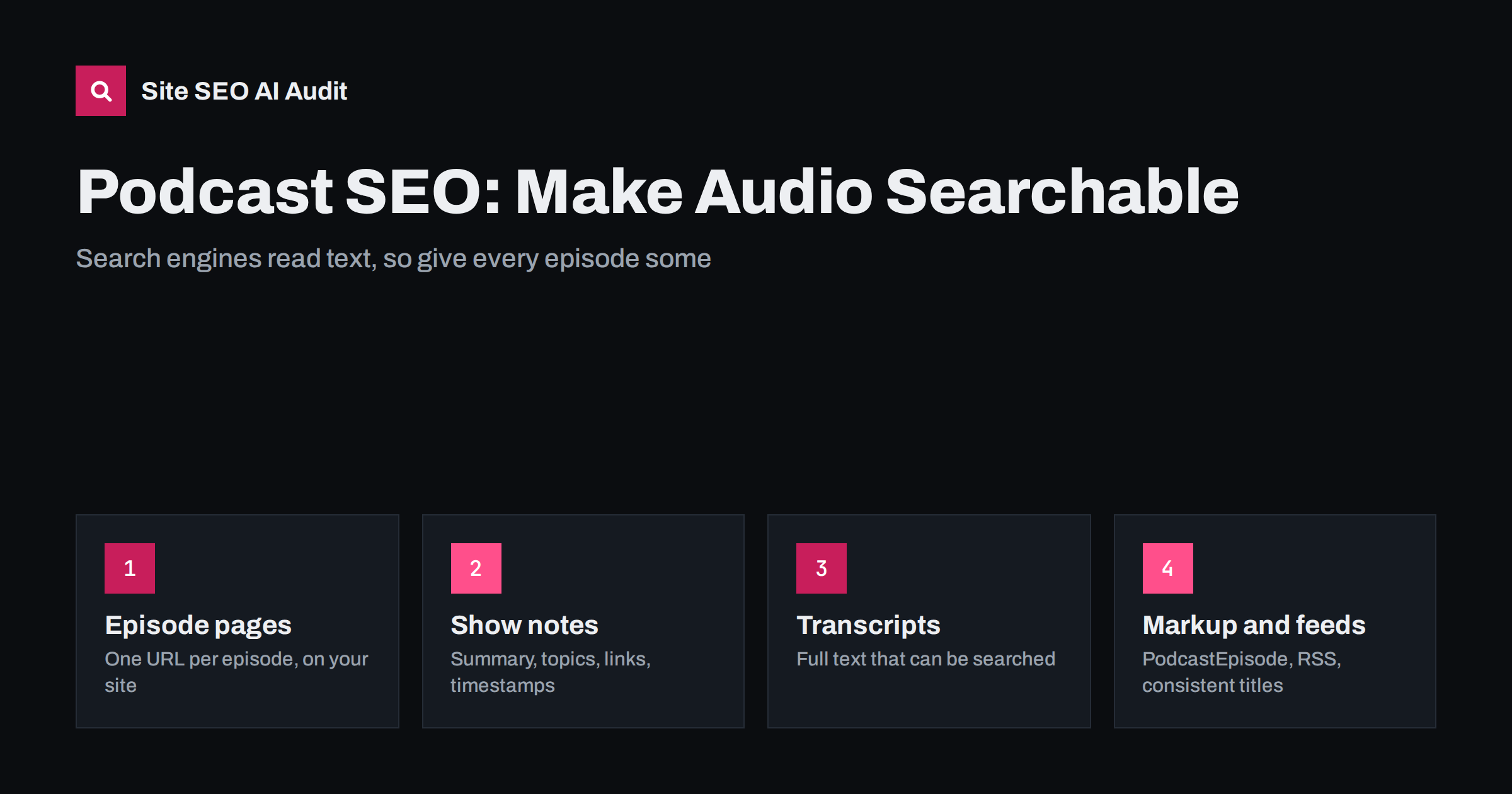 Podcast SEO: Show Notes, Transcripts and Episode Pages