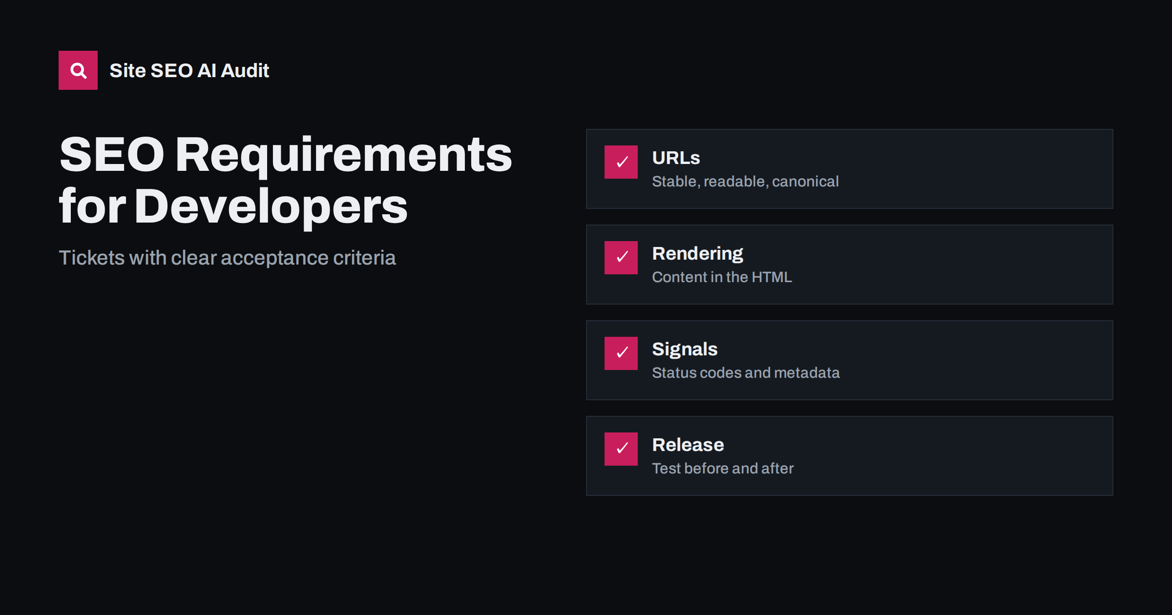 SEO Requirements for Developers: A Ticket Checklist
