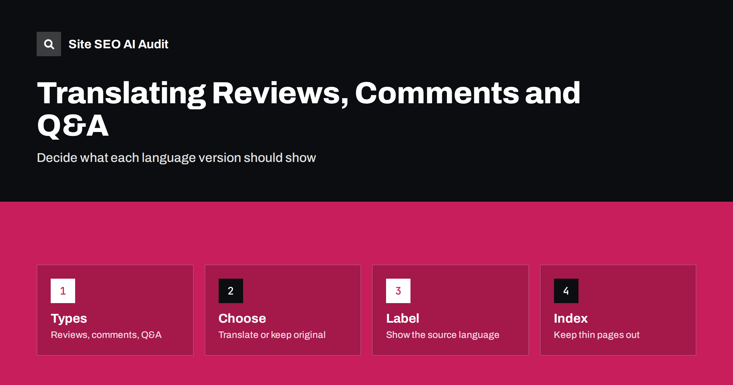 Translating Reviews, Comments and Q&A for Multilingual SEO